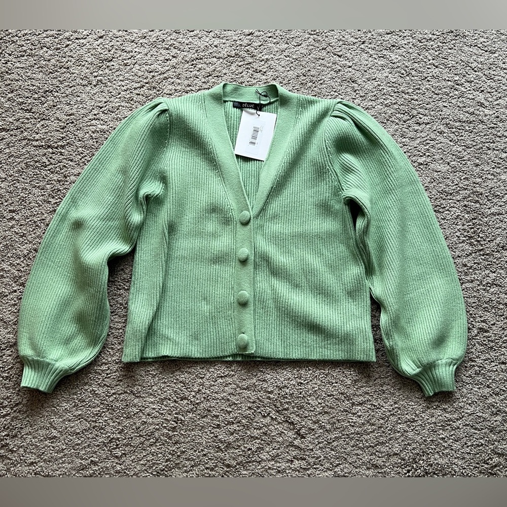 DELUC Mint Green Button-Up Women's Sweater - BNWT